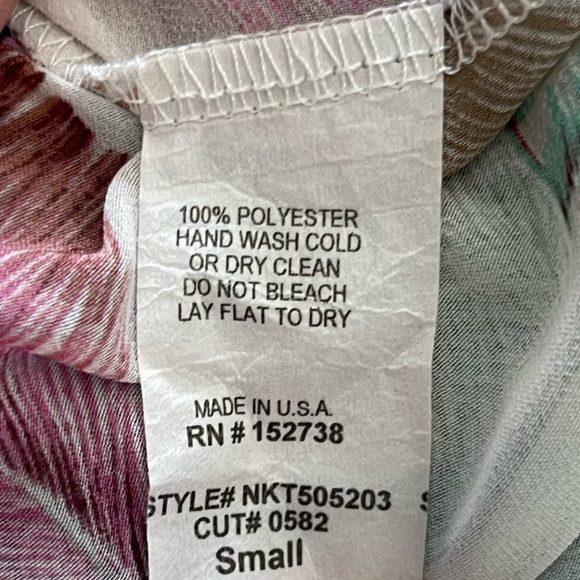 Newbury Kustom Boho Multicolor Feather Print Lightweight Sheer Tunic Top; Small - Picture 9 of 11